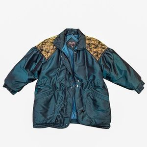 Vintage Puffer Jacket with Floral Detail